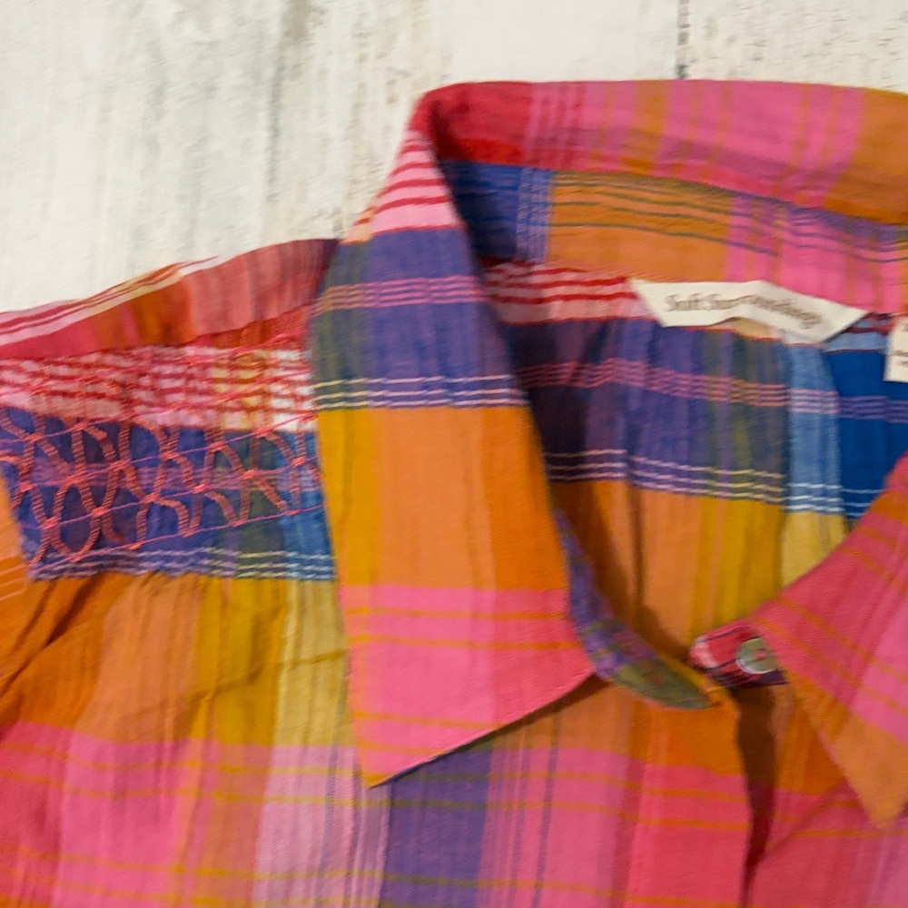 Soft Surroundings Sansonne Multicolor Plaid Button Down Shirt Size XL - Picture 6 of 11